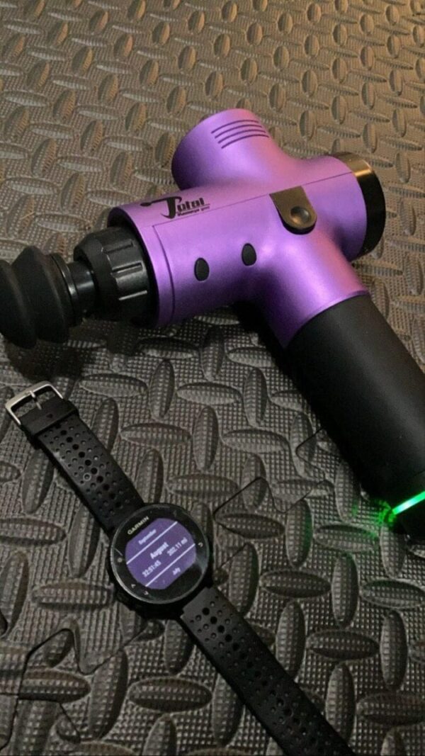 Purple Massage Gun & Garmin Watch