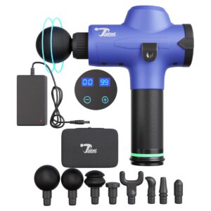 Total Massage Gun Blue, Deep Tissue Muscle Massager,  8 Attachments   Back  Neck  Foot  Knees