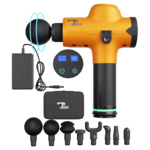 Total Massage Gun Orange, Deep Tissue Muscle Massager,  8 Attachments   Back  Neck  Foot  Knees