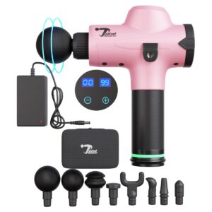 Total Massage Gun Pink, Deep Tissue Muscle Massager,  8 Attachments   Back  Neck  Foot  Knees
