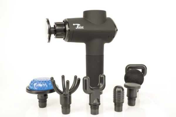 Black Total Massage Gun With Heated and Cold Attachment