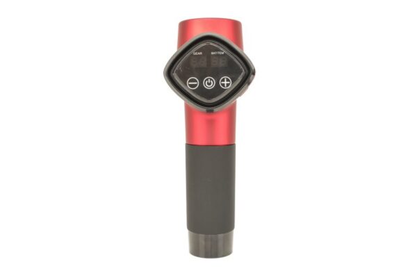 Red Massage Gun 2.0 Rear View With Heat and Cold Attachment
